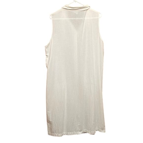 Wear Abouts Pure Cotton White Sleeveless Button-Up Dress Duster Cover Up.   XL - Picture 3 of 4